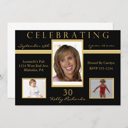 30e verjaardag van Tri Foto-uitnodigingen van Tri Kaart (Voorkant / Achterkant)
