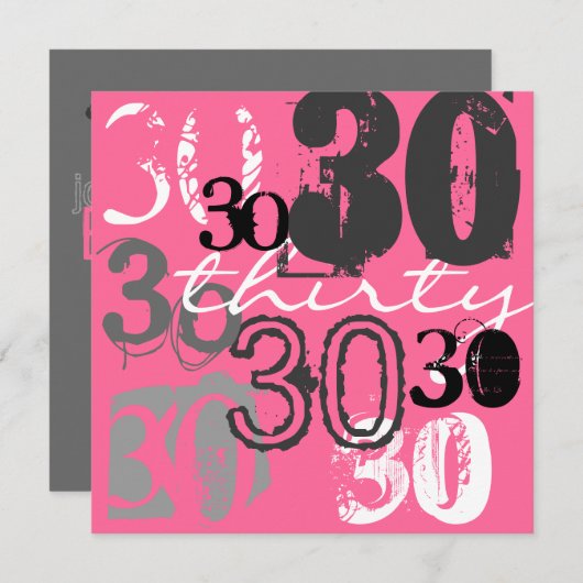30e verjaardag van uitnodigingen (Voorkant / Achterkant)