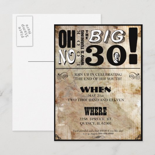 30e verjaardag van uitnodigingen (Voorkant / Achterkant)