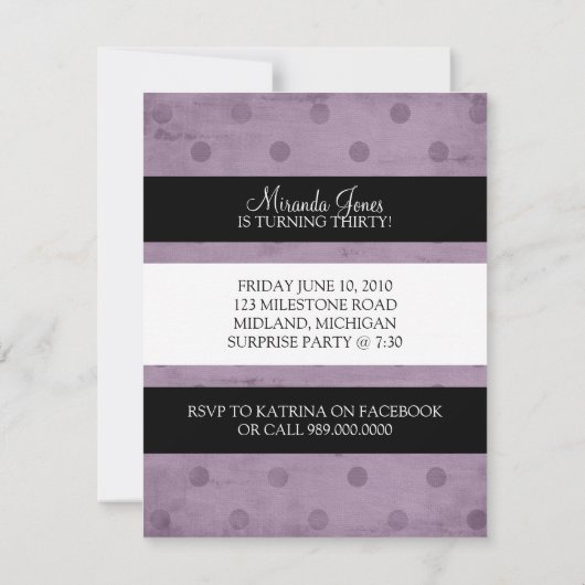 30e verjaardag van uitnodigingen (Achterkant)