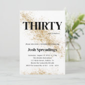 30e verjaardag van White & Gold 30e dag uitnodigin Kaart (Staand voorkant)