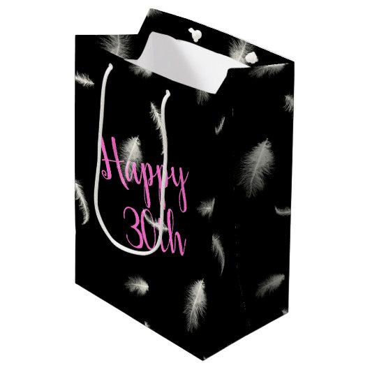 30e Verjaardag Veren Midden Geschenk Zak Medium Cadeauzakje (Voorkant Gekanteld)