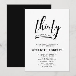 30e verjaardag Verrassingsfeest Modern Minimalist Kaart