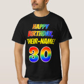 30e verjaardag — vet, leuk, regenboog 30, aangepas t-shirt (Voorkant)