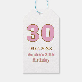30e verjaardag vet roze gouden naam datum eenvoudi cadeaulabel