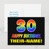 30e verjaardag: Vet, Vun, Eenvoudig, Regenboog 30 Briefkaart (Voorkant / Achterkant)