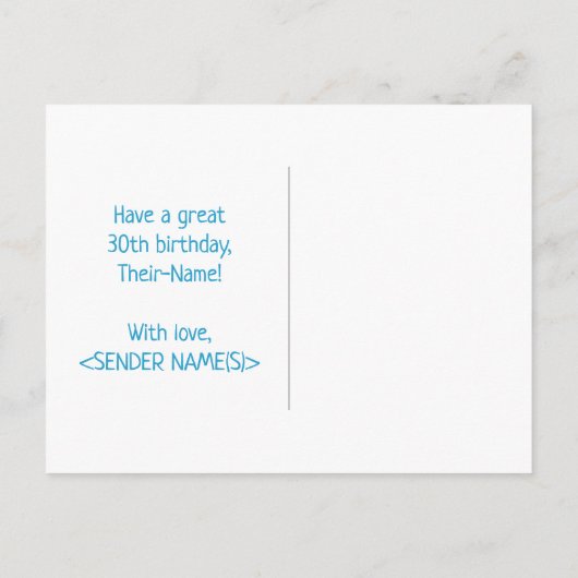 30e verjaardag: Vet, Vun, Eenvoudig, Regenboog 30 Briefkaart (Achterkant)