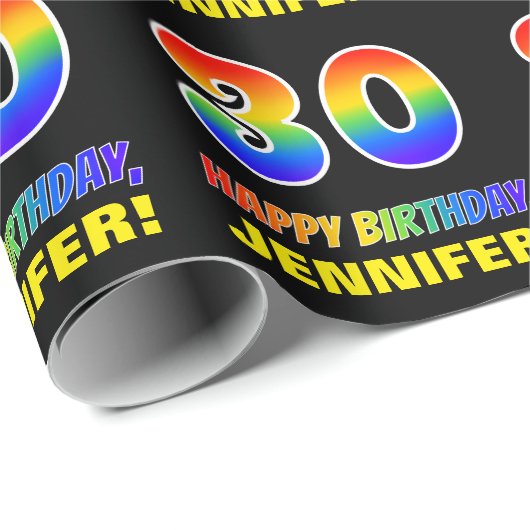 30e verjaardag: Vet, Vun, Eenvoudig, Regenboog 30 Cadeaupapier (Rol Hoek)