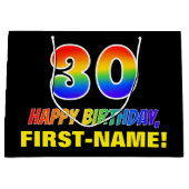 30e verjaardag: Vet, Vun, Eenvoudig, Regenboog 30 Groot Cadeauzakje (Voorkant)