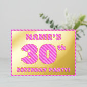 30e verjaardag — Vet, vuurtje, roze band # 30 Folie Uitnodiging (Staand Voorkant)