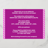 30e verjaardag — Vet, vuurtje, roze band # 30 Folie Uitnodiging (Achterkant)