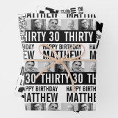 30e verjaardag vier foto's zwart-wit mono inpakpapier vel (In situ)