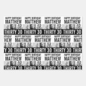 30e verjaardag vier foto's zwart-wit mono inpakpapier vel (Voorkant)