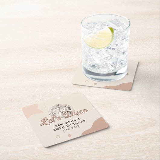 30e verjaardag viering 70s Retro Disco Feest Kartonnen Onderzetters (Insitu)