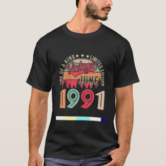 30e verjaardag Vintage juni 1991 30 jaar oud voor T-shirt
