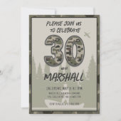 30e verjaardag Visser Camouflage Woodland Rustic Kaart (Voorkant)