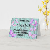 30e Verjaardag Vlinder Waterverf Blauw Roze Kaart (Gele Bloem)