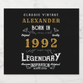 30e verjaardag Voeg naam 1972  zwart goud toe Sparkling Wijnetiket (Enkel label)