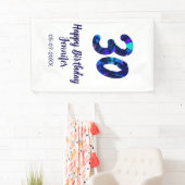 30e verjaardag voeg naam datum jaar blauwe glans t spandoek (Insitu)