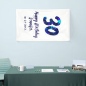 30e verjaardag voeg naam datum jaar blauwe glans t spandoek (Beurs)