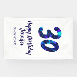 30e verjaardag voeg naam datum jaar blauwe glans t spandoek