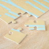 30e verjaardag voeg naam datum jaar geel blauw pla legpuzzel (Zijkant)