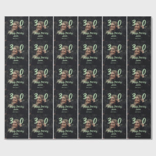 30e verjaardag voeg naam datum jaar groene pastel cadeaupapier