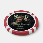 30e verjaardag voeg naam datum jaar groene pastel poker chips (Enkel)