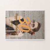 30e verjaardag voeg naam datum jaar witte foto legpuzzel (Horizontaal)