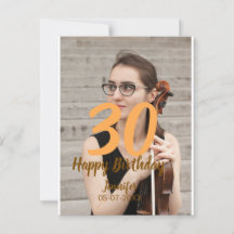30e verjaardag voeg naam datum jaar witte foto toe