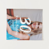 30e verjaardag voeg naam datum jaar witte foto toe wandkleed (Voorkant (horizontaal))