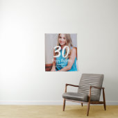 30e verjaardag voeg naam datum jaar witte foto wandkleed (In situ)