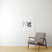 30e verjaardag voeg naam datum jaar zwart wandkleed (In Situ (horizontaal))