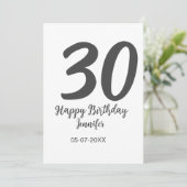 30e verjaardag voeg naam datum jaar zwarte sjabloo kaart (Staand voorkant)