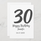 30e verjaardag voeg naam datum jaar zwarte sjabloo kaart (Voorkant / Achterkant)