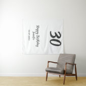 30e verjaardag voeg naam datum jaar zwarte sjabloo wandkleed (In Situ (horizontaal))