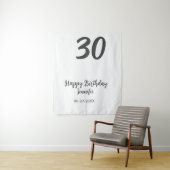 30e verjaardag voeg naam datum jaar zwarte sjabloo wandkleed (In situ)