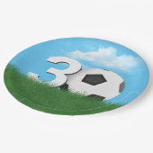 30e verjaardag Voetbal in Green Grass Papieren Bordje (Gekanteld)