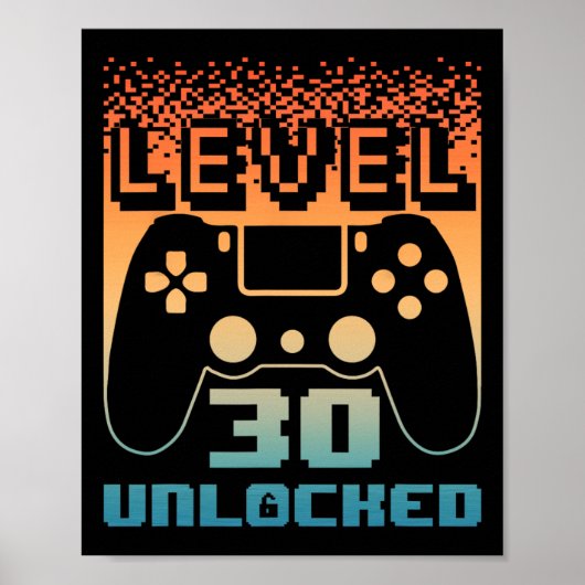30e verjaardag voor mannen level 30 ontgrendeld ga poster (Voorkant)