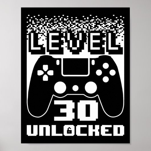 30e verjaardag voor mannen level 30 ontgrendeld ga poster (Voorkant)