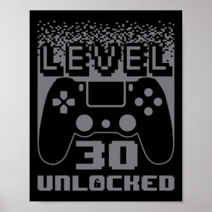30e verjaardag voor mannen level 30 ontgrendeld ga poster