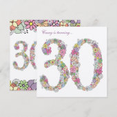 30e verjaardag Voorjaarsbloem Aangepaste uitnodigi Kaart (Voorkant / Achterkant)