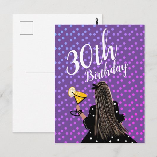30e verjaardag Vrouw Cocktail Mode Schoonheid Briefkaart (Voorkant / Achterkant)