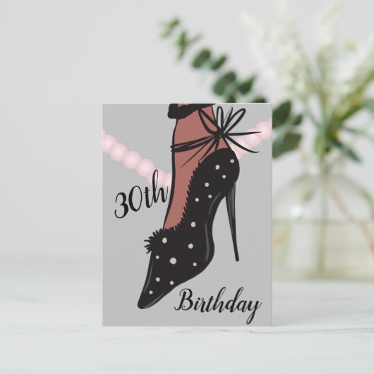 30e verjaardag Vrouw Hoge hak Mode Schoonheid Ansi Briefkaart (Staand voorkant)