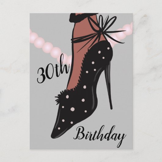 30e verjaardag Vrouw Hoge hak Mode Schoonheid Ansi Briefkaart (Voorkant)