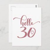 30e verjaardag Vrouwen Hallo 30 Schattig 30 Jaar o Briefkaart (Voorkant / Achterkant)