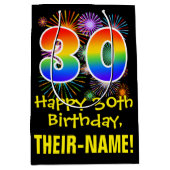 30e verjaardag: Vuurwerk Fun Pattern + Regenboog 3 Medium Cadeauzakje (Voorkant)