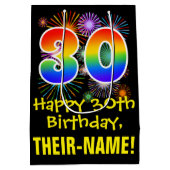 30e verjaardag: Vuurwerk Fun Pattern + Regenboog 3 Medium Cadeauzakje (Achterkant)