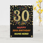 30e Verjaardag Vuurwerk Rainbow Gold Fun Kaart (Gele Bloem)