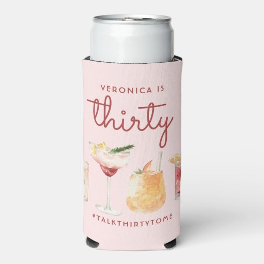 30e verjaardag Waterverf Cocktail Koelboxxen Seltzer Blikjeskoeler (Seltzer Voorkant)